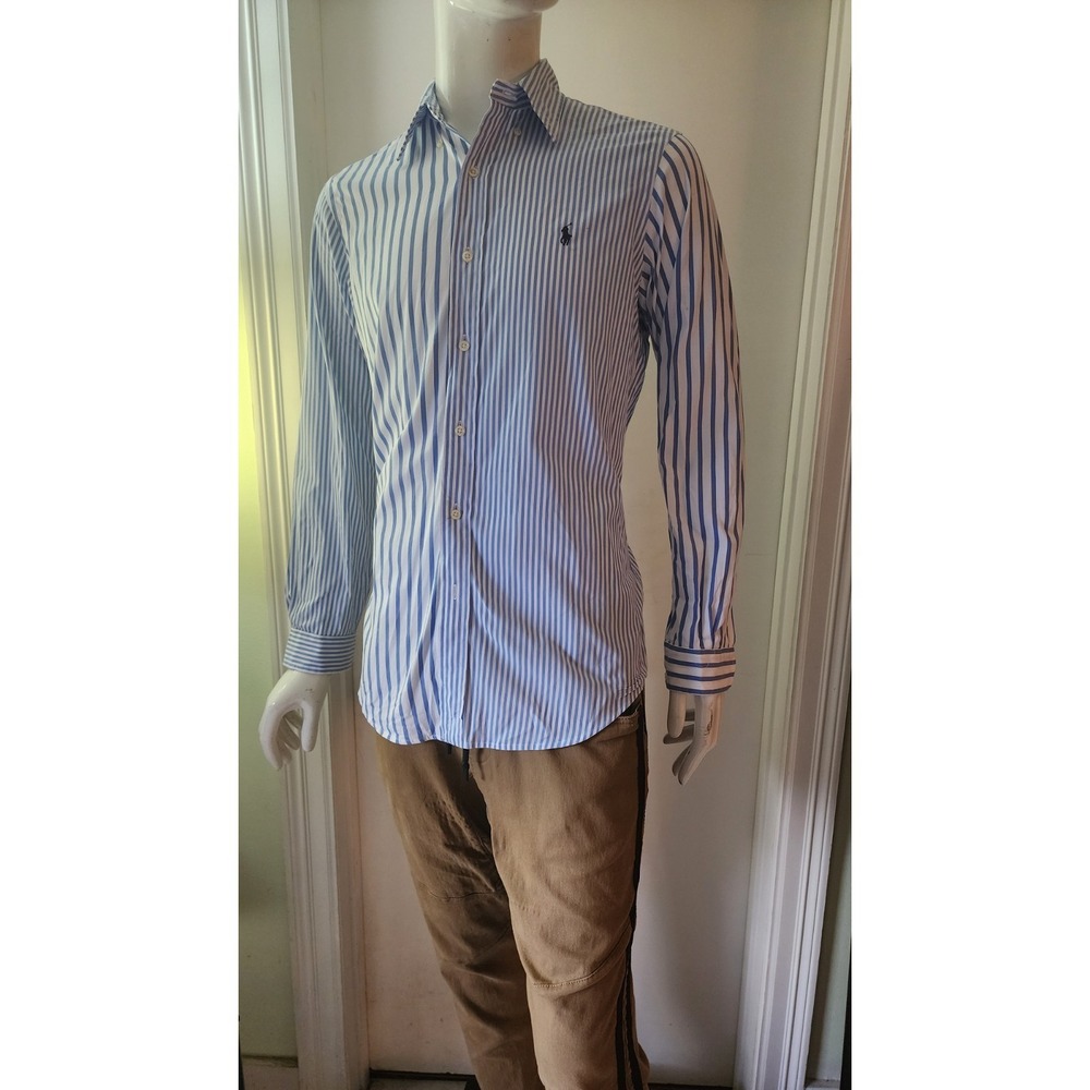 Ralph Lauren Men's Long Sleeve Striped  Multicolor M Blue/White A17 Clasic Fit